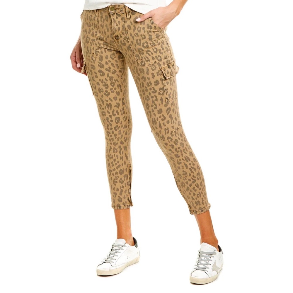 FRAME Le High Skinny Denim Cargo Cropped Pants Leopard Print Mid-Rise 27 NEW